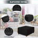 NeColorLife Square Ottoman Cover Jacquard Fabric Thick Stretchable Slipcover - Image 2