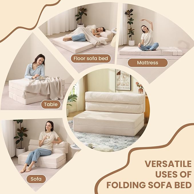JUIKURY Folding Sofa Bed, Convertible Sleeper Chair - Image 5
