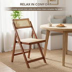 Furlide Rattan Folding Chairs, Modern Mid Century Dining Chairs Set of 2 - Image 7