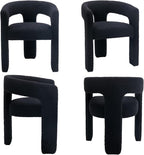 Black Dining Chairs Set of 4, Upholstered Sherpa Barrel Chairs - Image 9