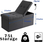 Storage Ottoman Bench Foldable Seat Footrest Shoe Bench End of Bed Storage - Image 3