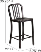 Flash Furniture Gael Commercial Grade 2 Pack 24" High Black-Antique Gold Metal - Image 3