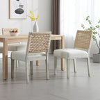 LZAREAL Farmhouse Dining Chairs Set of 6 Linen Fabric Upholstered Accent Side - Image 4