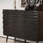 Fluted Storage Unit Cabinet, Modern Black Console Cabinets - Image 7
