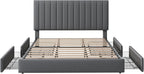Allewie King Size Storage Bed Frame, Vertical Channel Tufted Adjustable - Image 8