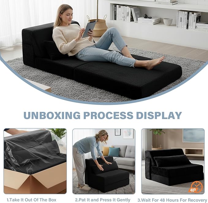Tiita Convertible Folding Sofa Bed Single Size - Image 4