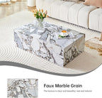 Faux Marble White Coffee Table, Rectangle MDF Living Room Table, Center Table - Image 6