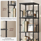 MAHANCRIS 4-Tier Rotating Bookshelf, Freestanding Corner Bookshelf, 360° - Image 8