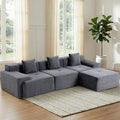 119'' Modular L-Shaped Boneless Sectional, Corduroy Deep Seat Cloud Sectional by WENTUM
