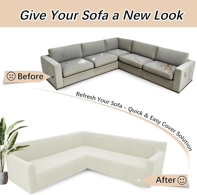 Arfntevss Stretch Sectional Couch Covers L Shaped Corner Sectional Sofa Cover - Image 6