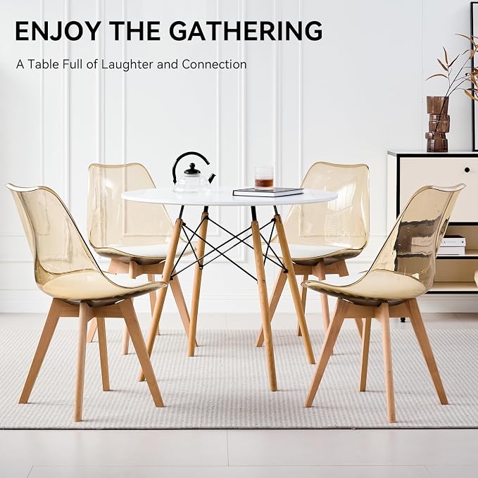 5-Piece Round Dining Table Set, Small Kitchen Table Chairs Set of 4 Space - Image 8
