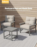 HDPE 3 Piece Patio Furniture Set, All-Weather Outdoor Couch Set - Image 5