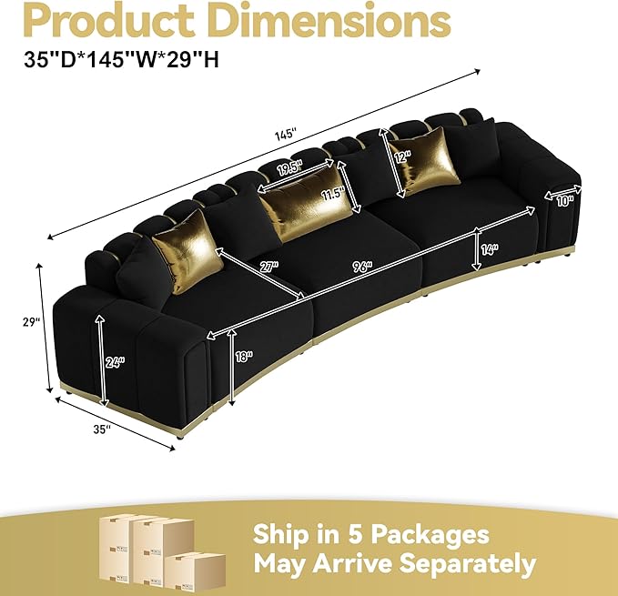 145" Oversized Velvet Chesterfield Sofa Sectional Couch - Image 2