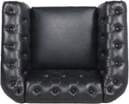 LEVNARY Leather Upholstered Armchair, Mid-Century Modern Single Sofa Chair - Image 4