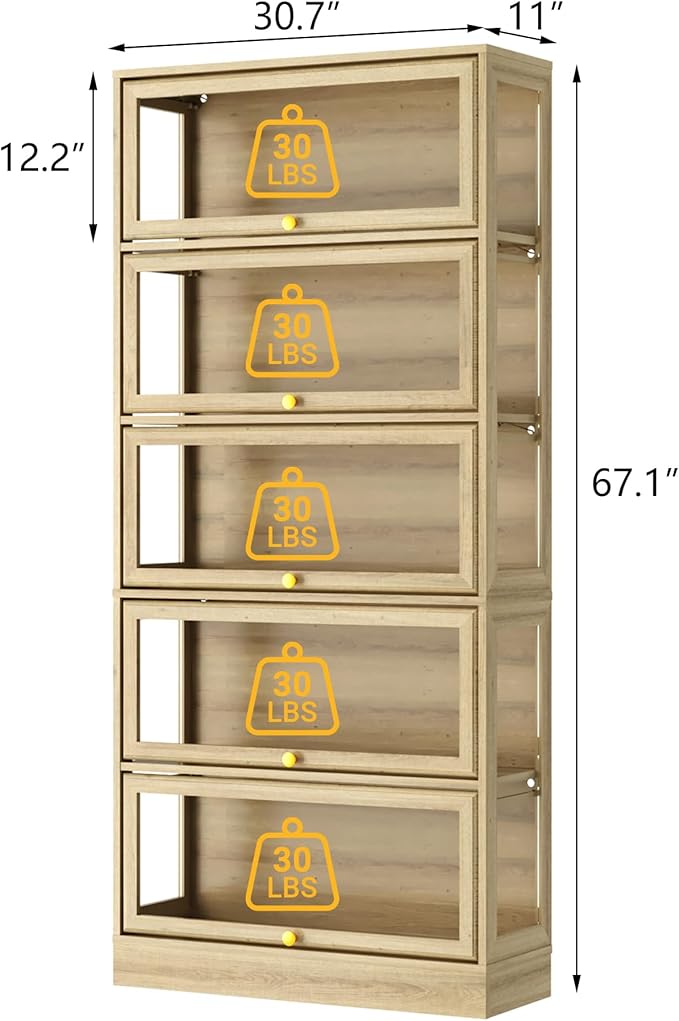 Display Cabinet with Acrylic Glass Doors, 5-Tiers Curio Cabinet with LED - Image 2