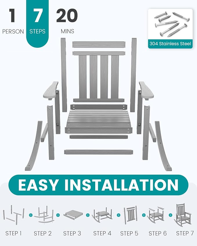 SEWALL HDPE Rocking Chair, Oversized Outdoor Rocking Chair - Image 6