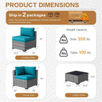 MOCHITO 5 Pieces Outdoor Patio Furniture Sets, All-Weather Sectional Sofa Grey - Image 5