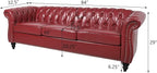 LEVNARY Chesterfield Sofa, Classic Tufted Upholstered Leather Couch, Modern 3 - Image 2