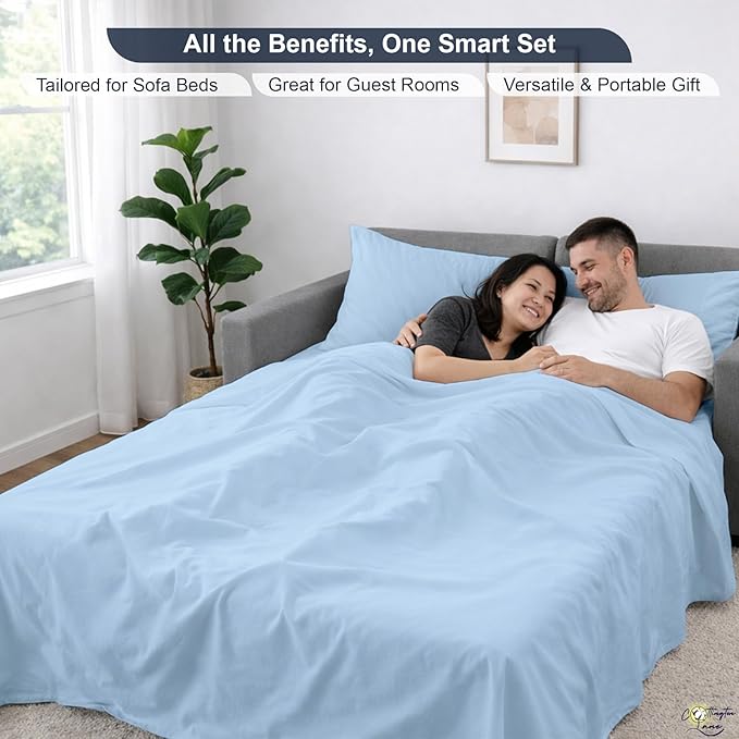 Cottington Lane Sleeper Sofa Sheets Full Size, 4 Piece Premium Quality 100% - Image 6