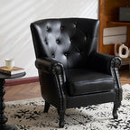 Modern Faux Leather Accent Chair, Upholstered Mid-Century Armchair - Image 2