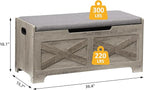 IDEALHOUSE Storage Bench, 39.4" Retro Wooden Storage Chest - Image 3