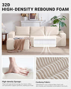 96" Cloud Sectional Couch, Modern Modular Sectional Sofa - Image 3