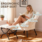 Welnow Lazy Chair with Ottoman, Modern Accent Chair with Armrests and a Side - Image 6