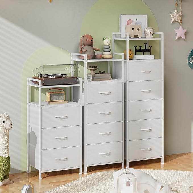 Somdot Tall Dresser for Bedroom, 5 Drawers Nightstand Vertical Storage Tower - Image 8