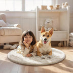 Ophanie Round Rugs 3Ft Ivory Circle Area Rug, Christmas Room Decor, Aesthetic - Image 3