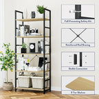 NUMENN 5 Tier Bookshelf, Tall Bookcase Shelf Storage Organizer, Modern Book - Image 5