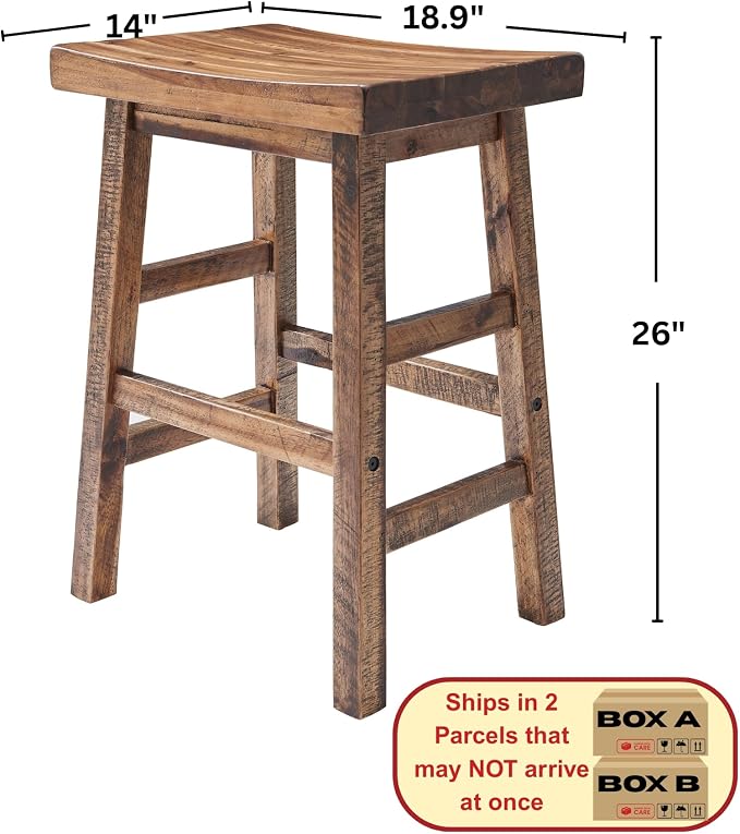 Alaterre Furniture Durango 26-Inch Industrial Wood Counter-Height Stools – Set - Image 3