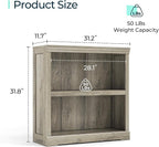 LINSY HOME 2-Tier Bookcase and Bookshelf, Small Wood Display Storage Shelves - Image 3