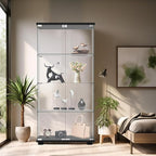 Display Cabinet with Glass Door and Lock, 4-Shelf Fast Installation in 30 Mins - Image 6