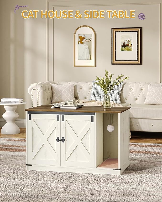 Hzuaneri Cat Litter Box Enclosure, Hidden Litter Box Cabinet Furniture - Image 2