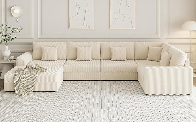 146" Modular Sectional Sofa, Oversized U Shaped, Convertible Sleeper Sofa - Image 9