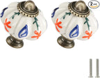 Ivory Pumpkin Knobs 2 Pack Ceramic Cabinet Knobs Vintage Drawer Pulls by Zernmiarder