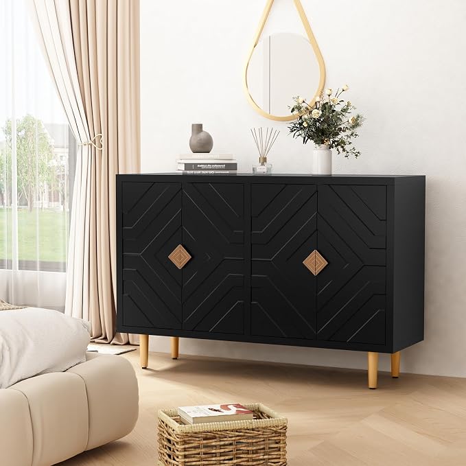 HLR 48" Accent Cabinet with 4 Doors and Shelves, Modern Sideboard Buffet - Image 7