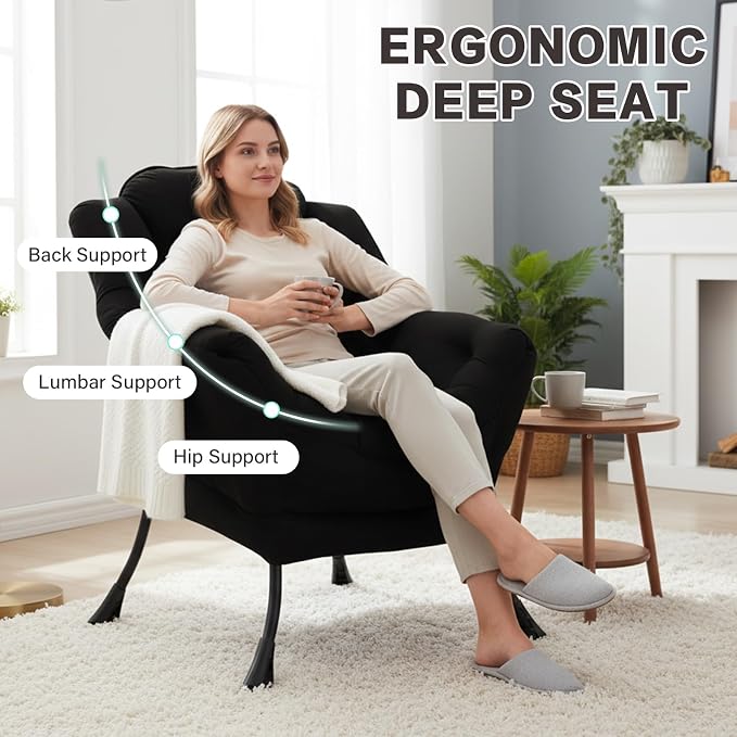 Lazy Chair, Modern Soft Reading Chair Accent Contemporary Sofa Chair - Image 6