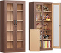Locking Display Cabinet with Glass Door, 71”H Metal Curio Cabinets with by AFAIF