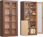 Locking Display Cabinet with Glass Door, 71”H Metal Curio Cabinets with by AFAIF