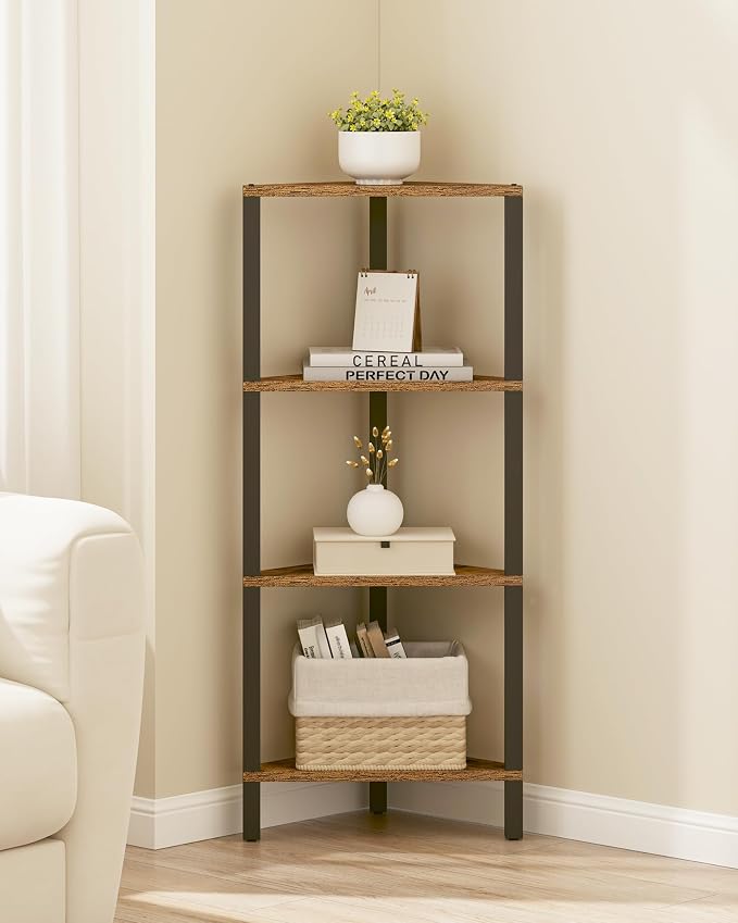 TUTOTAK Corner Shelf, 4-Tier Corner Bookshelf - Image 6