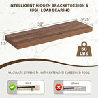 Acovy 32 Inch Floating Shelves, 3D Textured Wood Grain, Wooden Shelves - Image 3