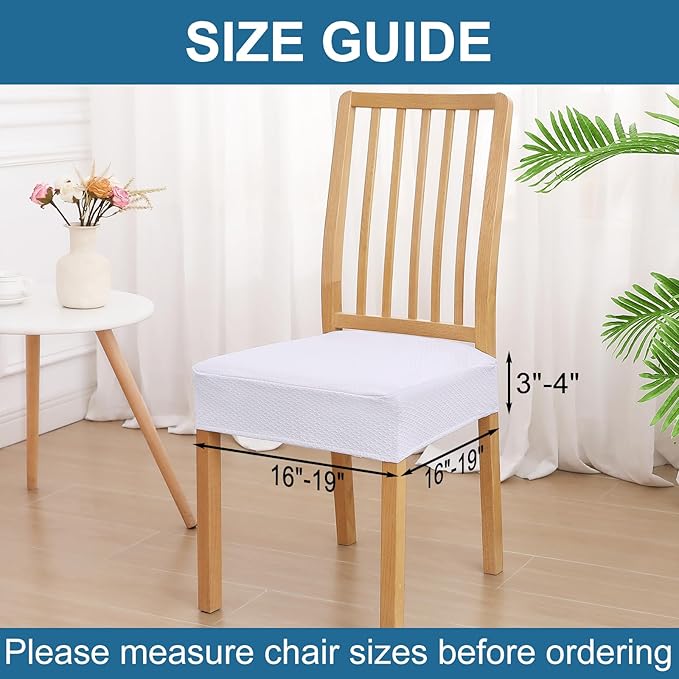 Smiry Waterproof Seat Covers for Dining Room Chairs Set of 6, Stretch Jacquard - Image 2