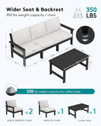 SERWALL HDPE Patio Sofa Set, 4-piece Sectional Outdoor Furniture Set, All - Image 2