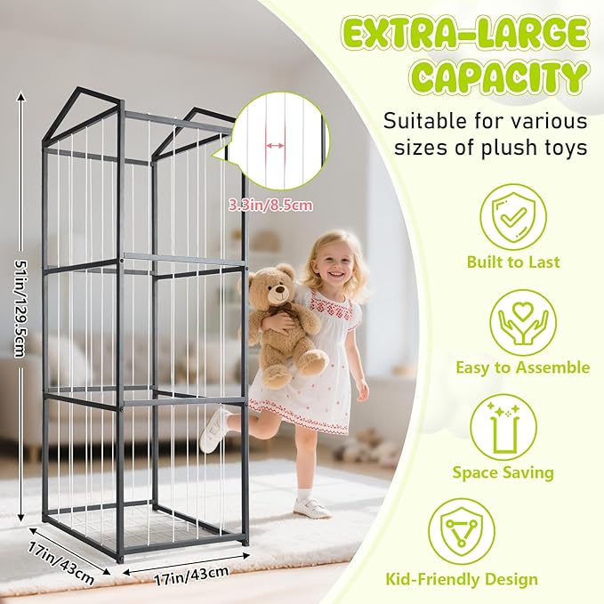 NomNest Stuffed Animal Storage Zoo, Large Metal Plushies Organizer, Heavy Duty - Image 2