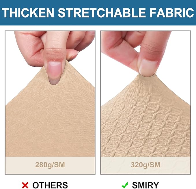Smiry Waterproof Seat Covers for Dining Room Chairs Set of 4, Stretch Jacquard - Image 4