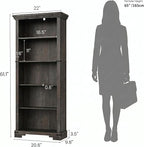 5-Tier Farmhouse Bookshelf, 61.1 inch Tall Bookcase - Image 2