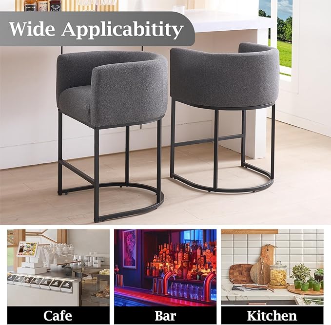 ClinQ 26" H Counter Height Bar Stools Set of 2, Modern Barrel Counter Stools - Image 5