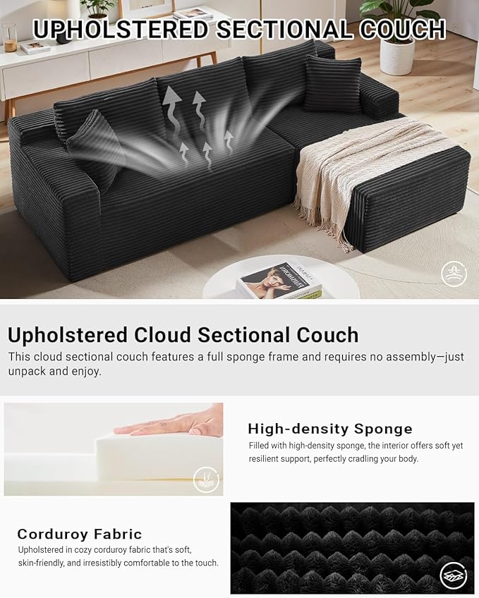 Cloud Sectional Couch, 105 Inch Modular Sectional Sofa - Image 5