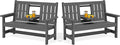 SERWALL Outdoor Bench with Cup Holder, Oversized 58" HDPE Porch Bench Suitable by SERWALL